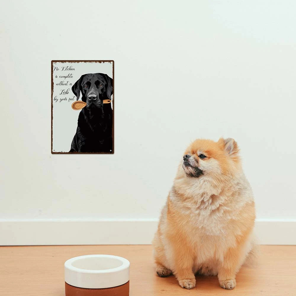 Black Dog Metal Sign, Retro Tin Wall Art, 7.8 X 11.8 Inches