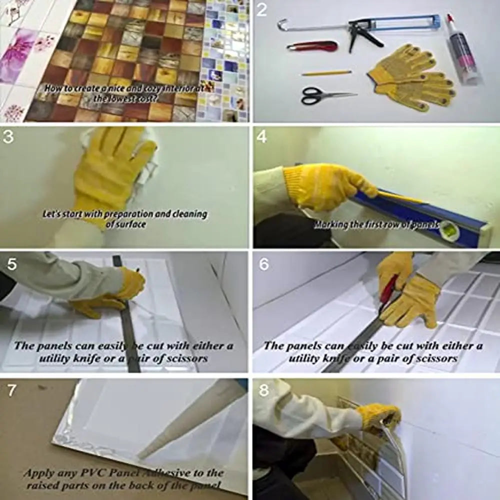 3D Rustic Beige Slate Wall Paneling, Faux, PVC, 6.6 sq. ft., Interior Accent Panel Pack