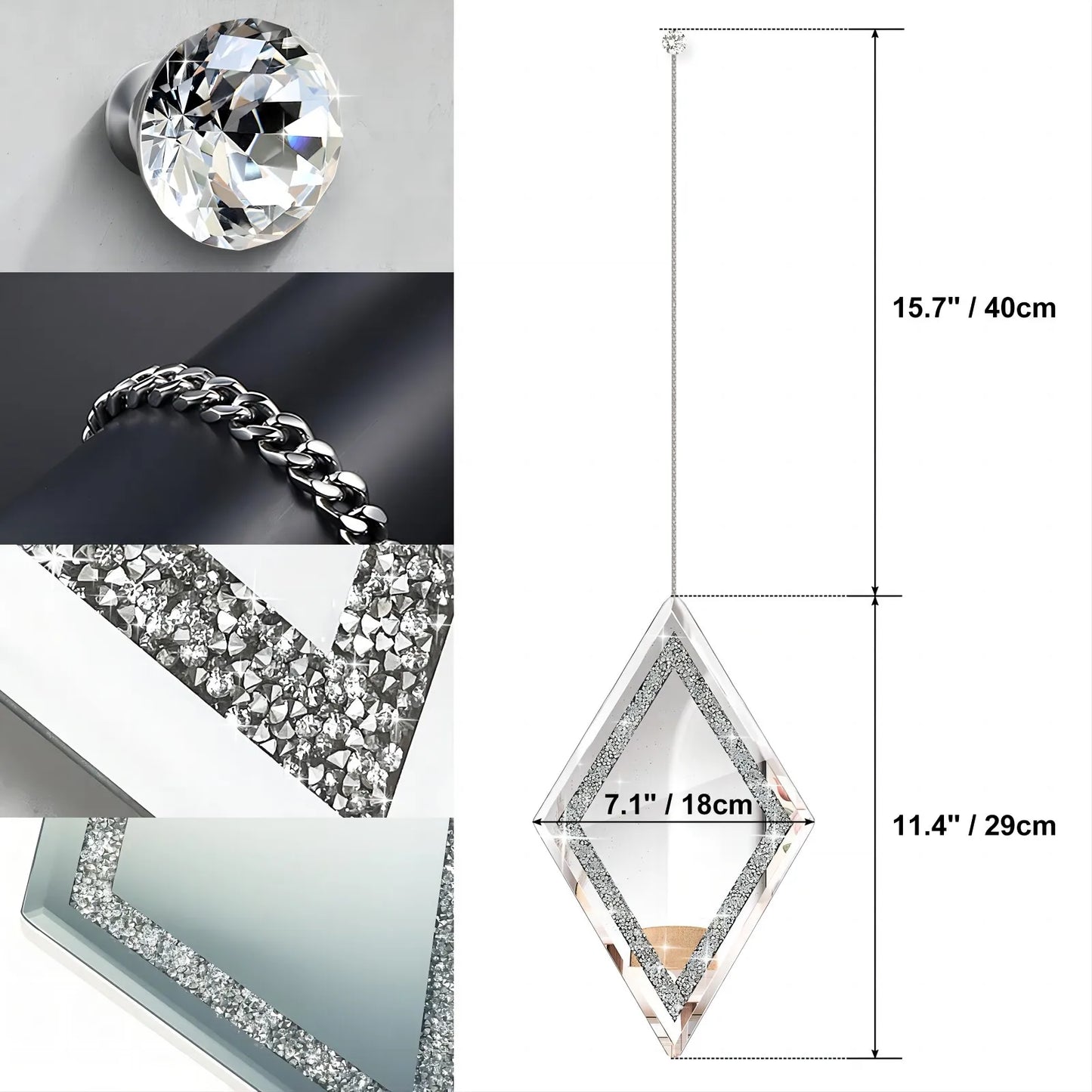 Diamond Decorative Hanging Wall Mirror, Set of 6