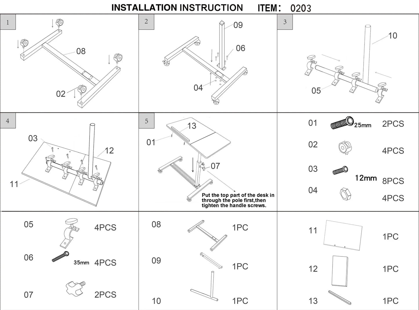 Adjustable Laptop Desk, 360° Rotating, Rolling, Mobile Workstation