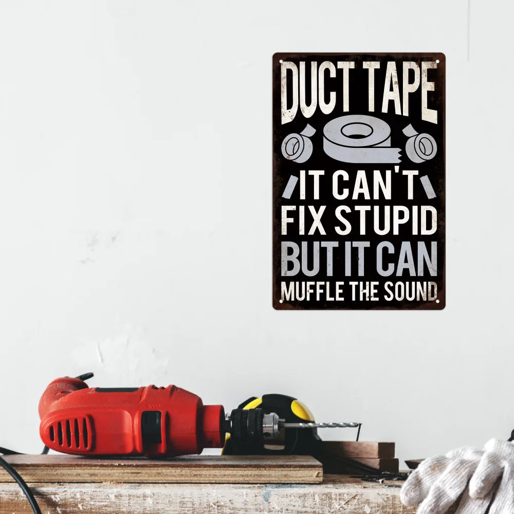Duct Tape Sarcastic Metal Sign Wall Decor, 7.8 X 11.8 Inches