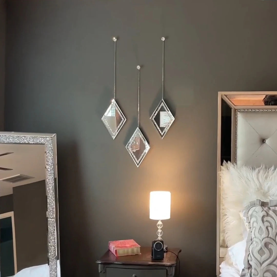 Diamond Decorative Hanging Wall Mirror, Set of 6