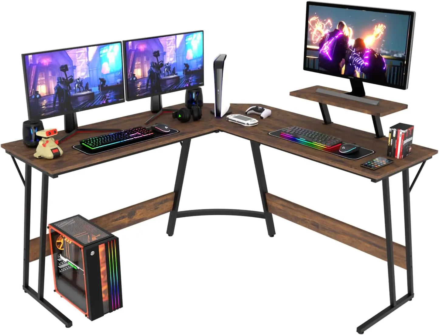 L Shaped Corner Gaming or Computer Desk with Large Desktop