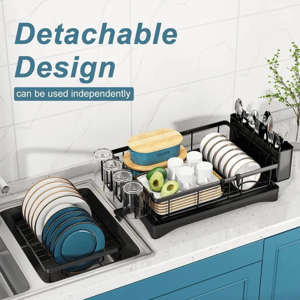 Kitchen Countertop Dish Drying Rack With Drainboard