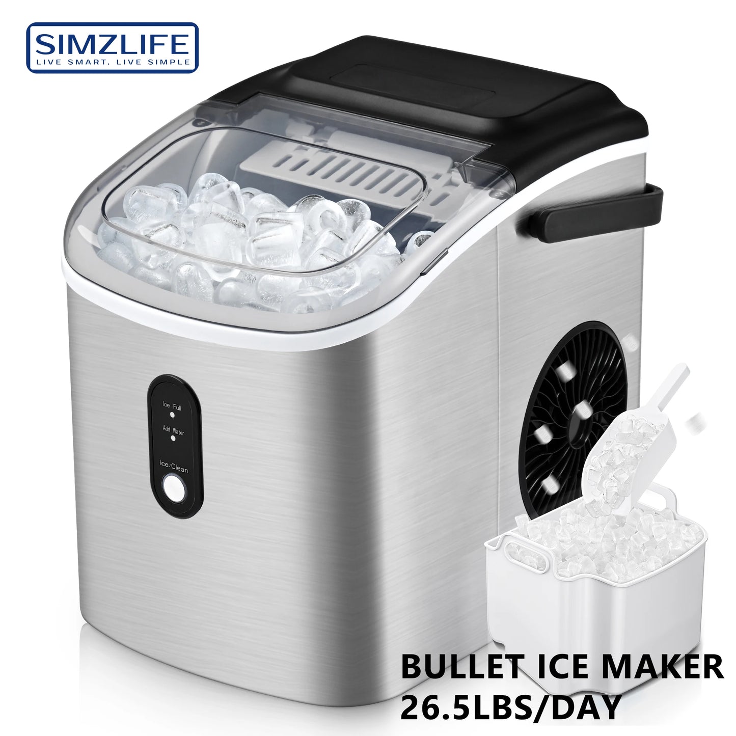 Countertop Ice Maker, 26 lbs/24H, 9 Cubes in 6 Mins, Auto-Cleaning
