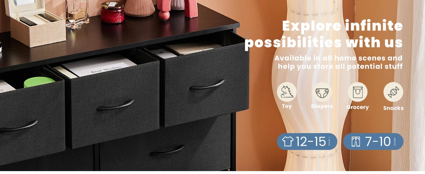 Dresser, Storage Chest, Organizer, Fabric Drawers