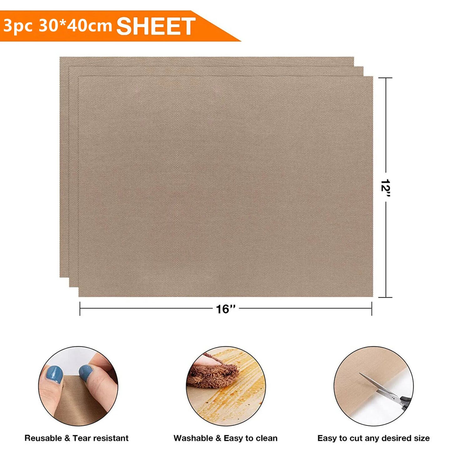3pcs 12X16" Reusable Heat Transfer, Baking Sheets