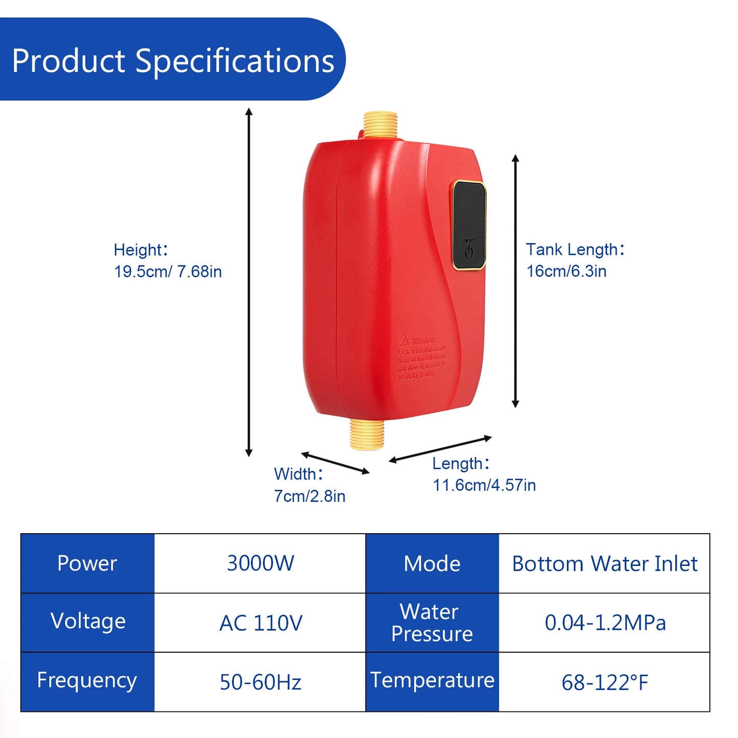 Mini Instant Tankless Electric Water Heater For Washing