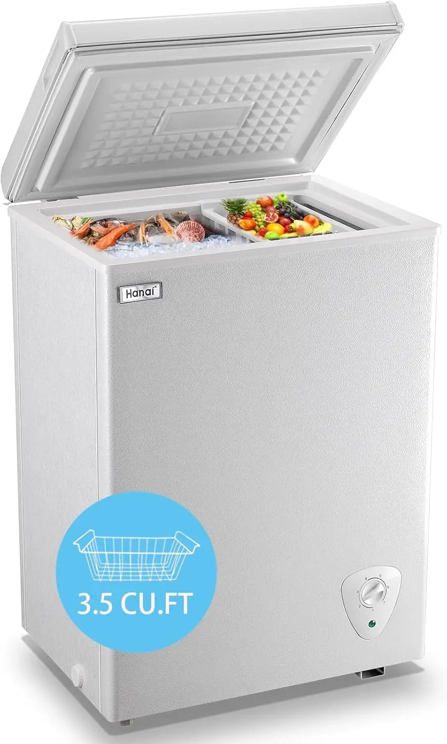 Mini Chest Freezer 3.5 Cu. Ft., Top Door, Removable Basket