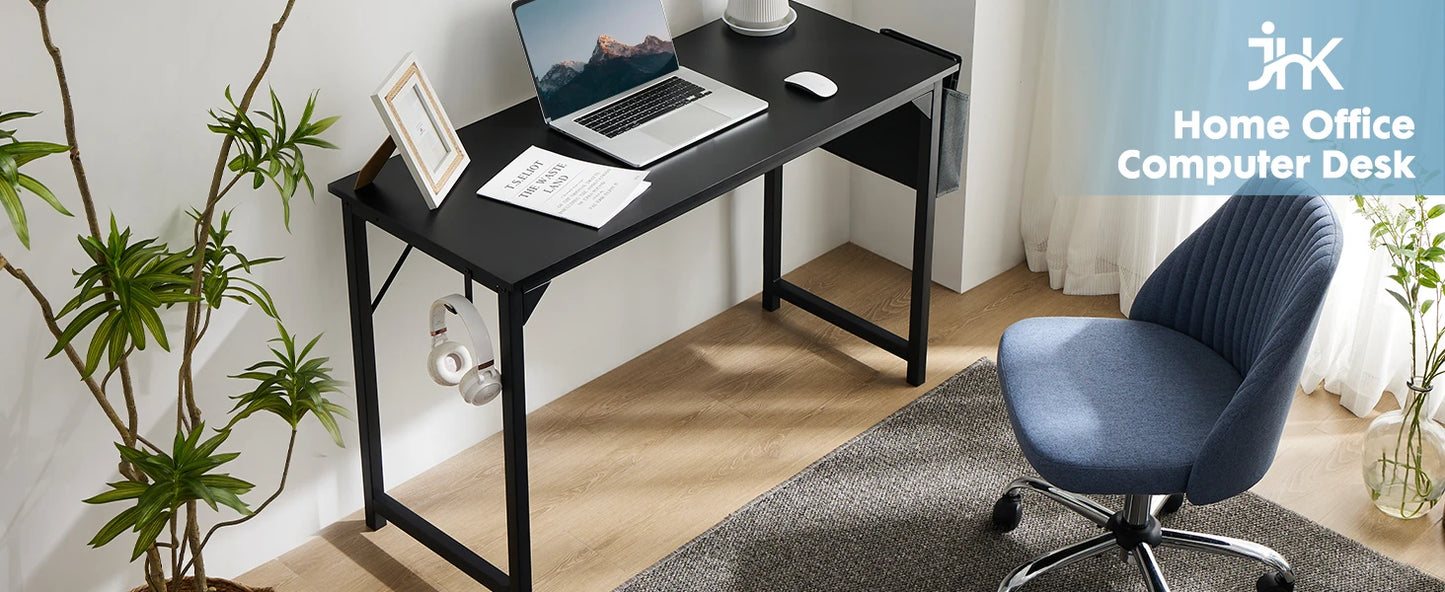 Computer Desk, Compact with Side Hook, Easy Assembly