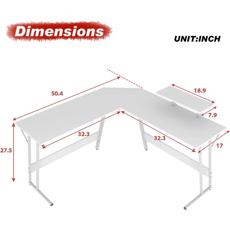 L Shaped Corner Gaming or Computer Desk with Large Desktop