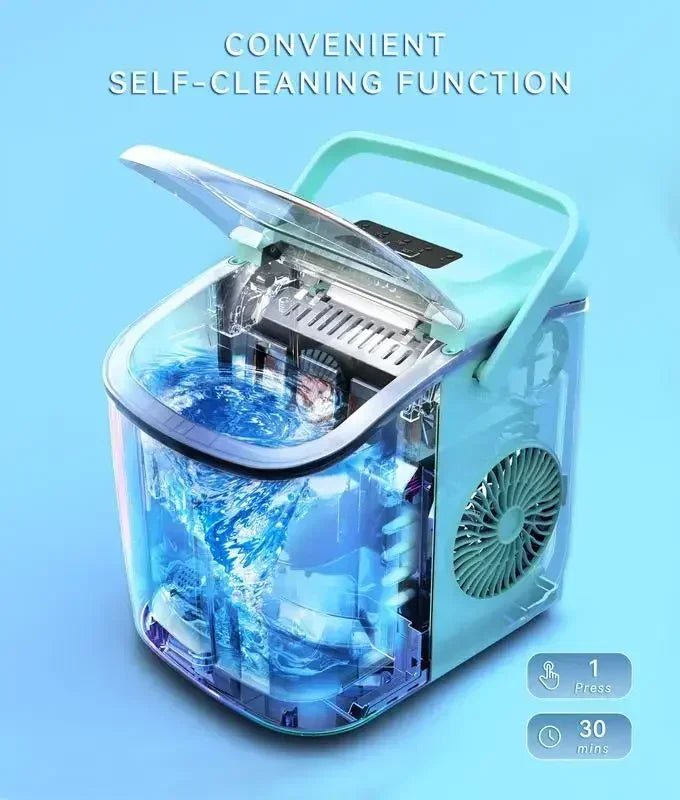 Ice Maker, Portable, 26lb, 9 Cubes in 6 Min, Self-Cleaning