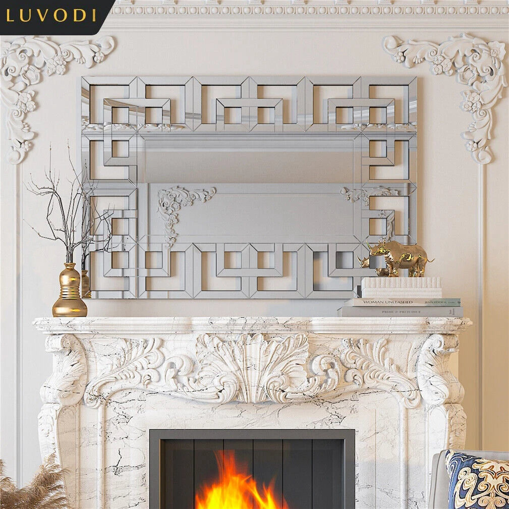 Decor, Accent, Art Wall Mirror, Silver Polished, Hollowed-out