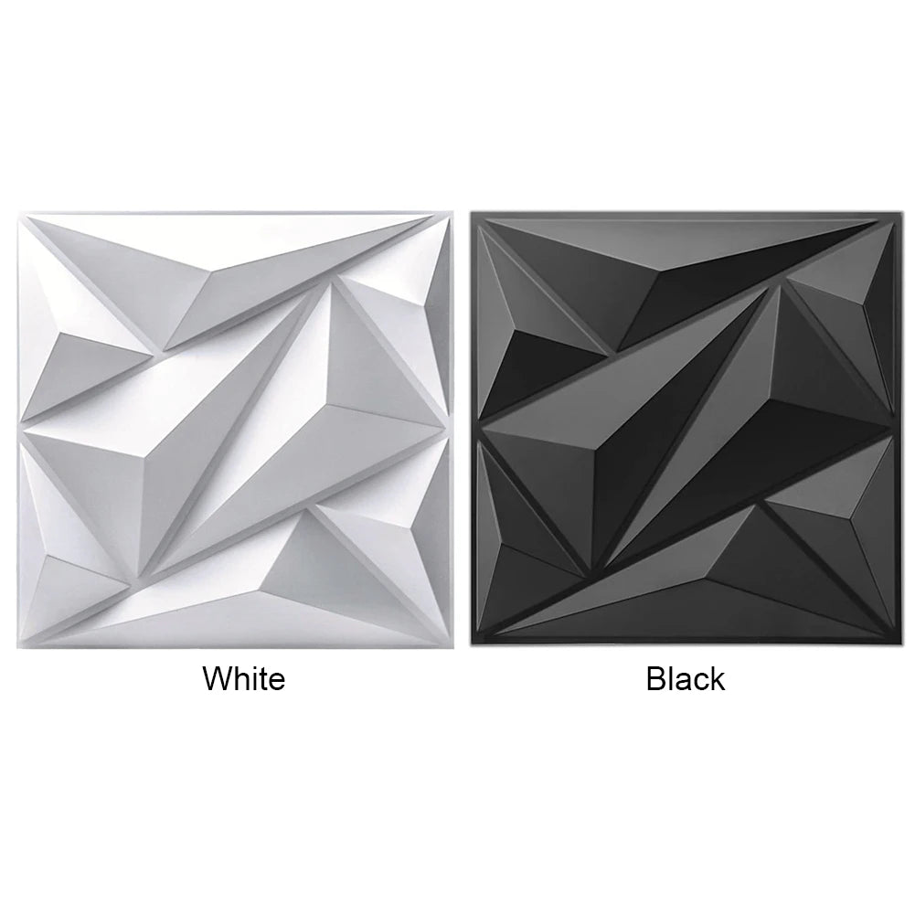 3D Wall Panel Diamond, 30x30cm PVC, Accent Textured Wall Panel, Black Wall Covering Panel for Interior Wall Decor