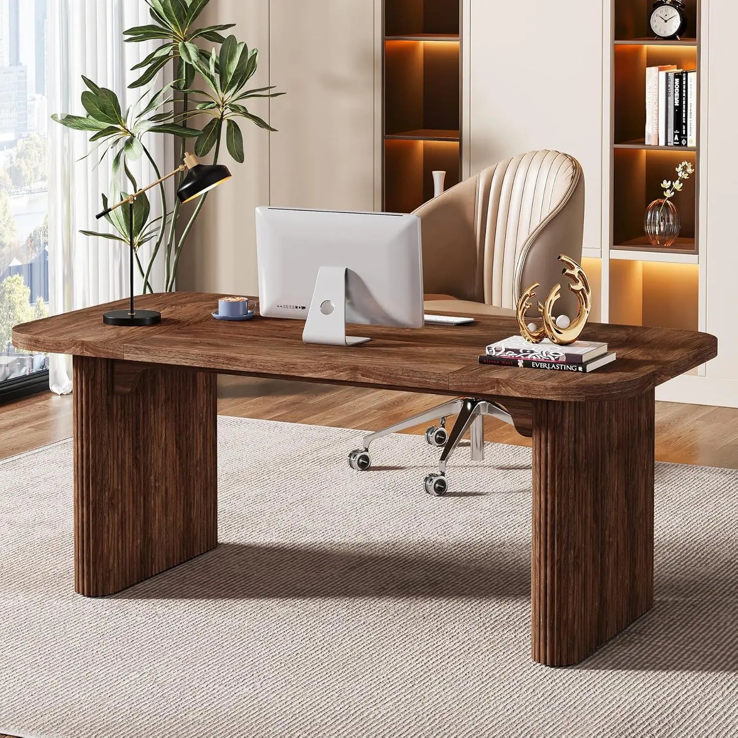 Executive Desk, Computer Desk, Double Pedestal, Large, 62-Inch