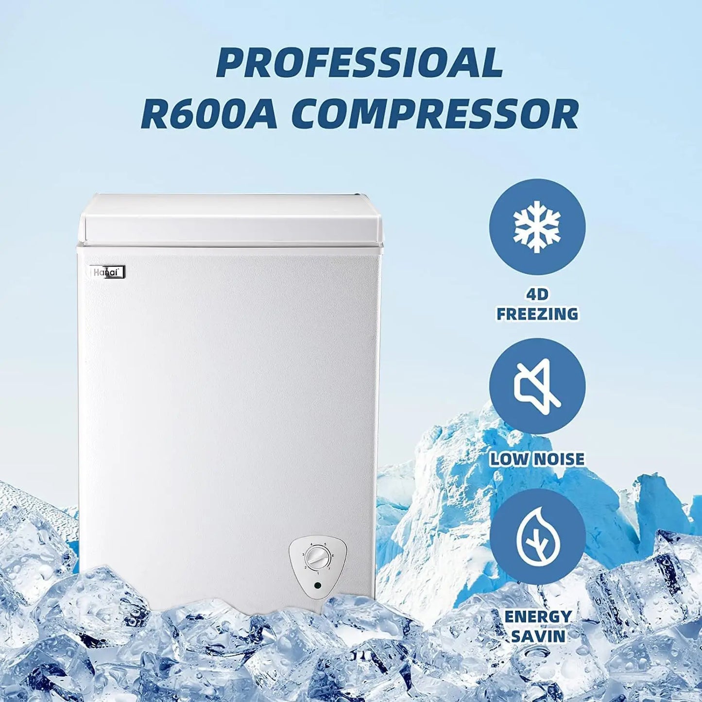 Mini Chest Freezer 3.5 Cu. Ft., Top Door, Removable Basket