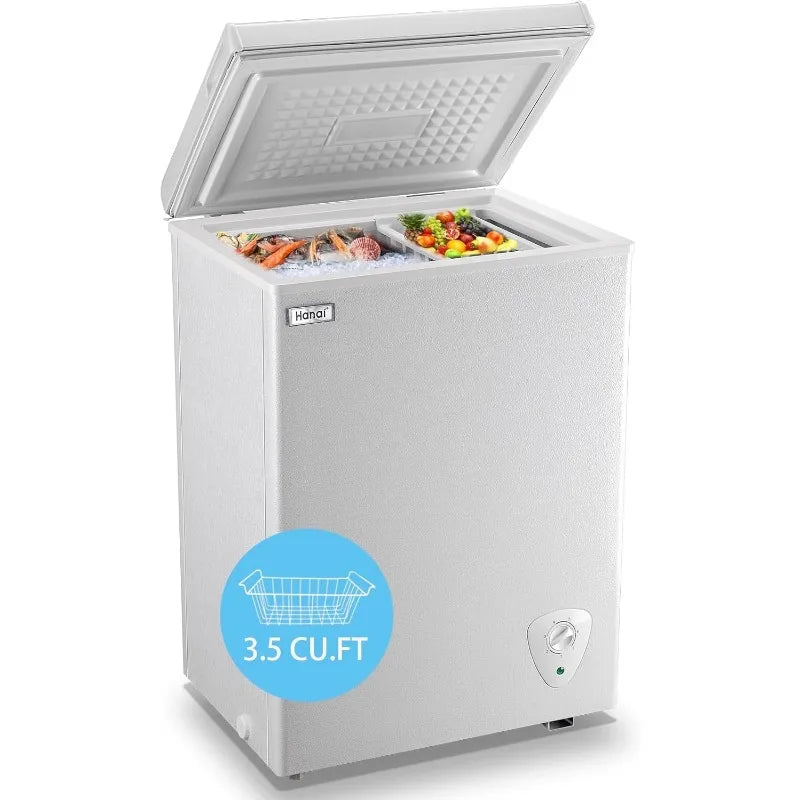 Mini Chest Freezer 3.5 Cu. Ft., Top Door, Removable Basket