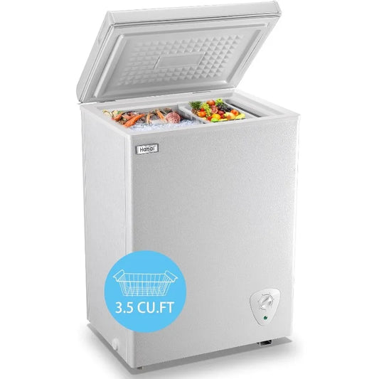 Mini Chest Freezer 3.5 Cu. Ft., Top Door, Removable Basket