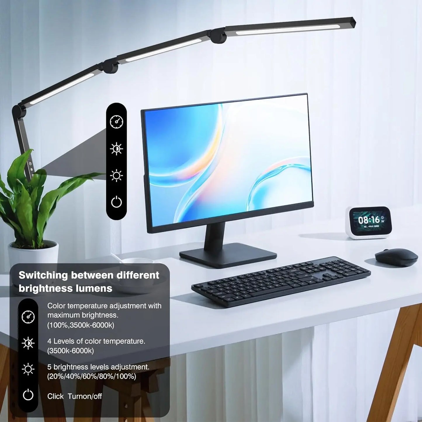 LED Desk Lamp with Clip, Multi-Angle, Flexible