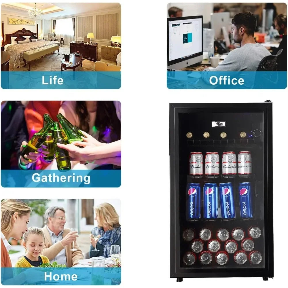 Beverage Refrigerator, Mini Fridge With Glass Door
