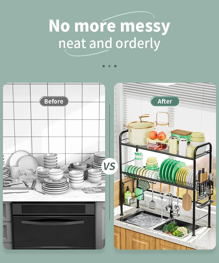 1 Or 2 Tier Over Sink Dish Drying Rack