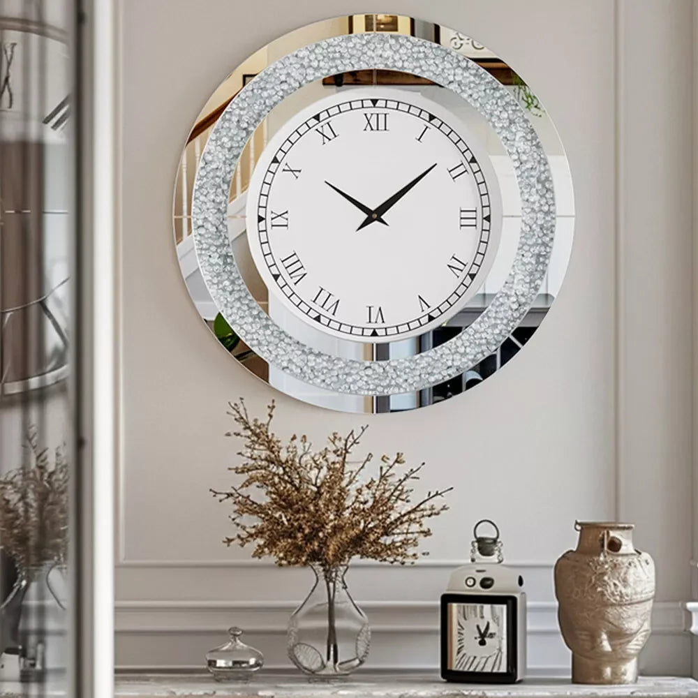 LUVODI 32inch Diamond Crystal 3D Wall Clock, Roman Numerals