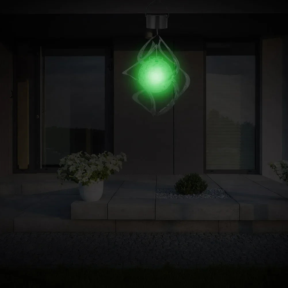 Outdoor Hanging Solar LED Wind Spinner Lamp Color Changing