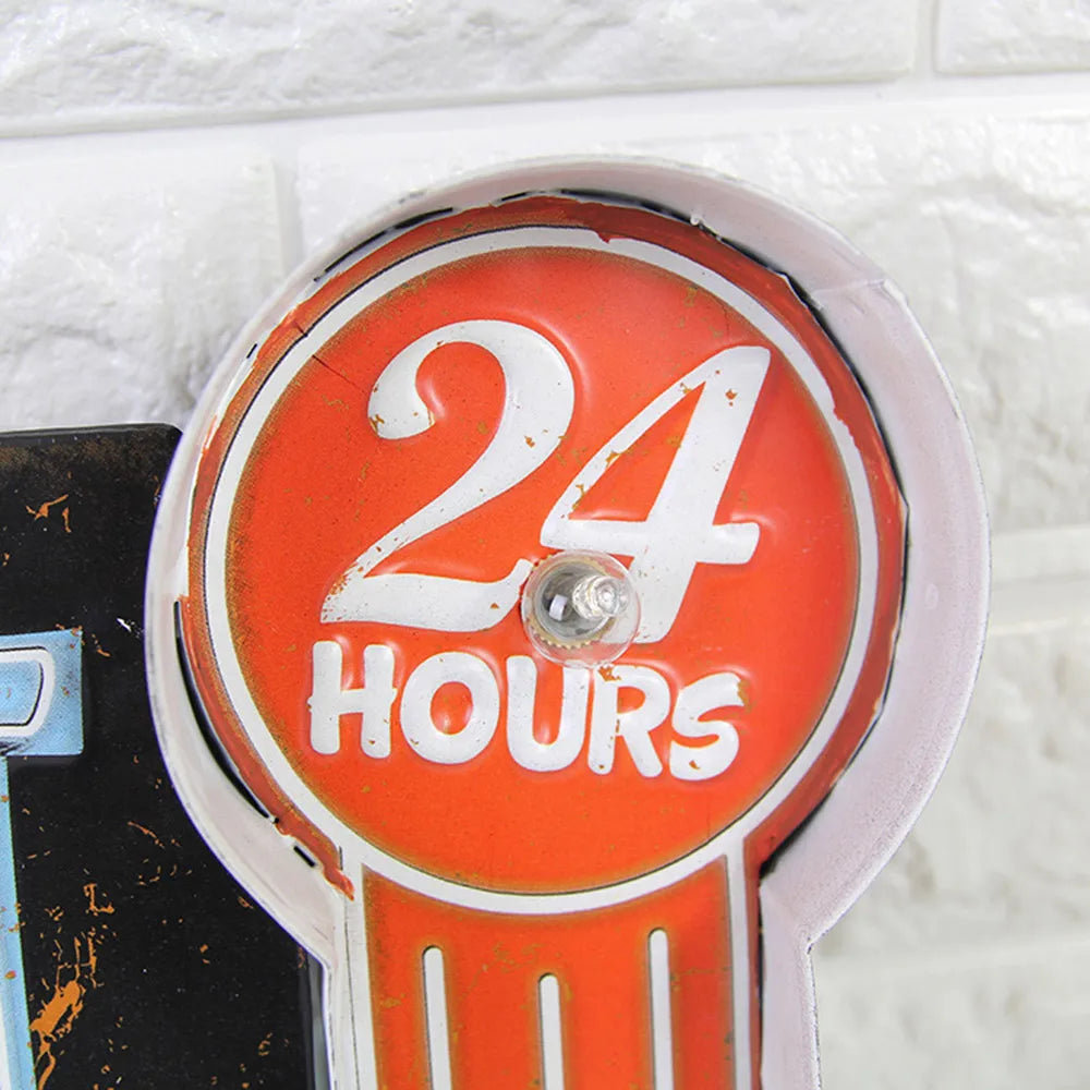 Vintage "LAUNDROMAT" Wrought Iron Sign With LED Light