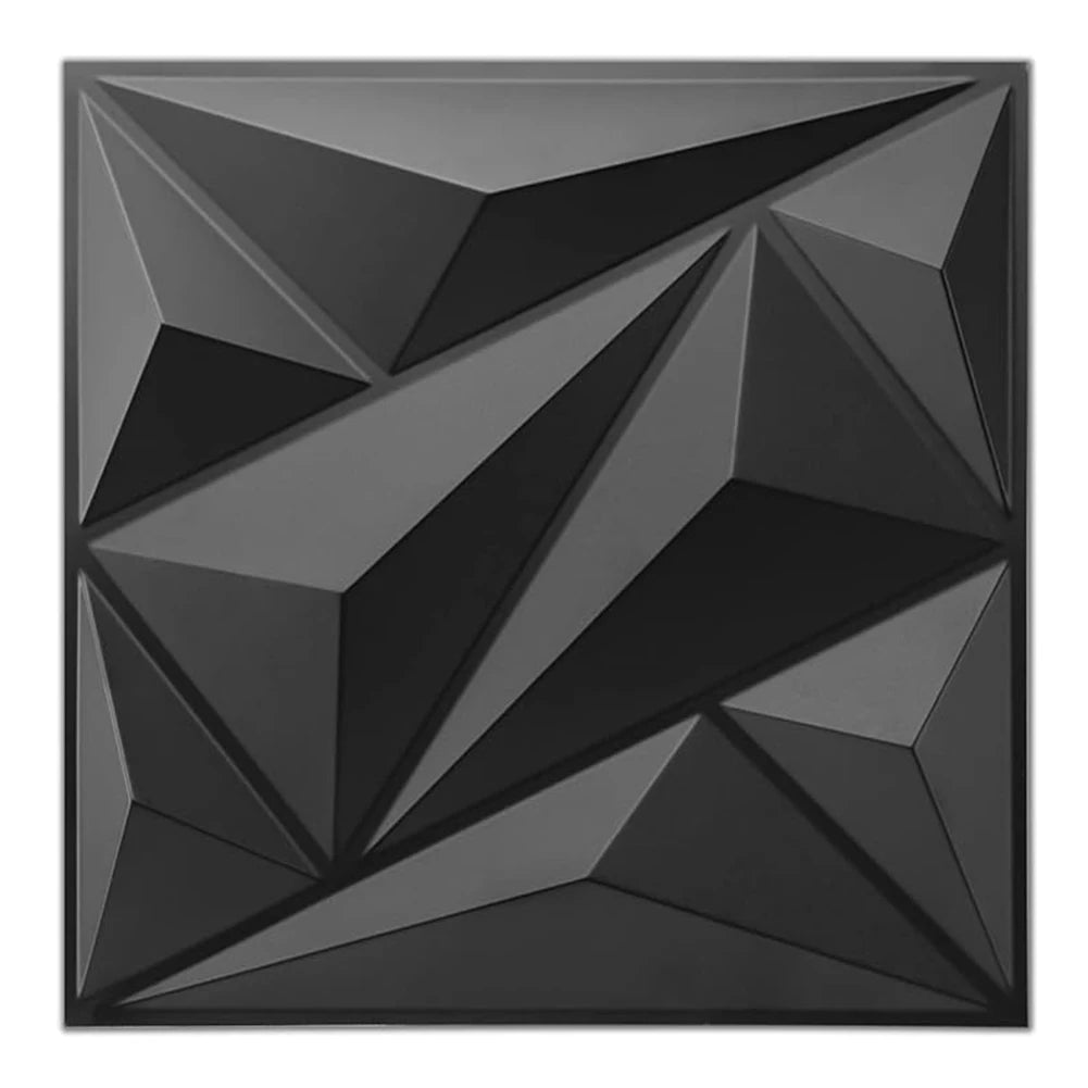 3D Wall Panel Diamond, 30x30cm PVC, Accent Textured Wall Panel, Black Wall Covering Panel for Interior Wall Decor