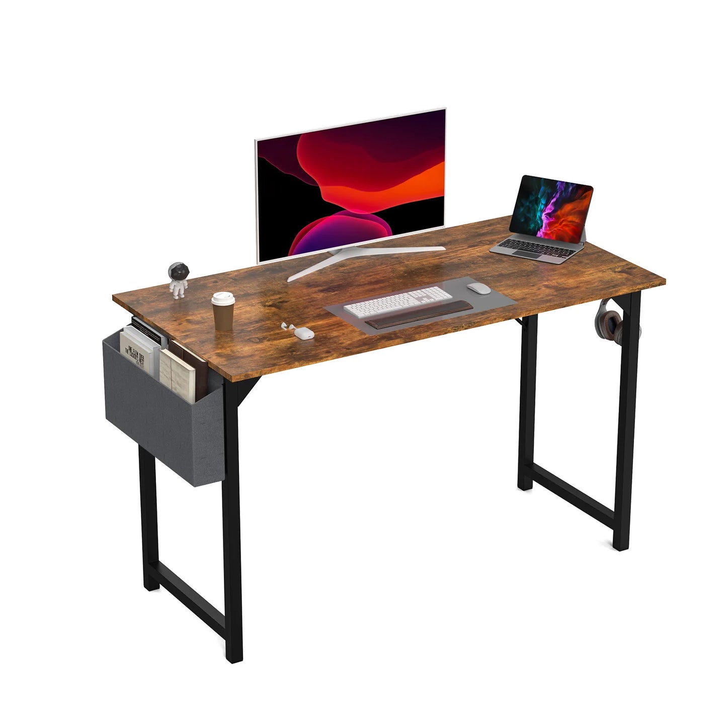 Computer Desk, Compact with Side Hook, Easy Assembly