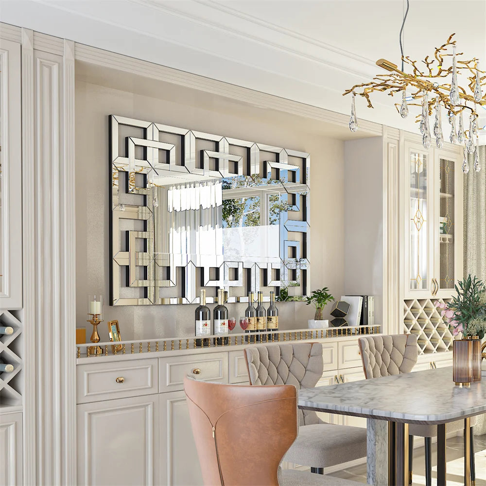 Decor, Accent, Art Wall Mirror, Silver Polished, Hollowed-out