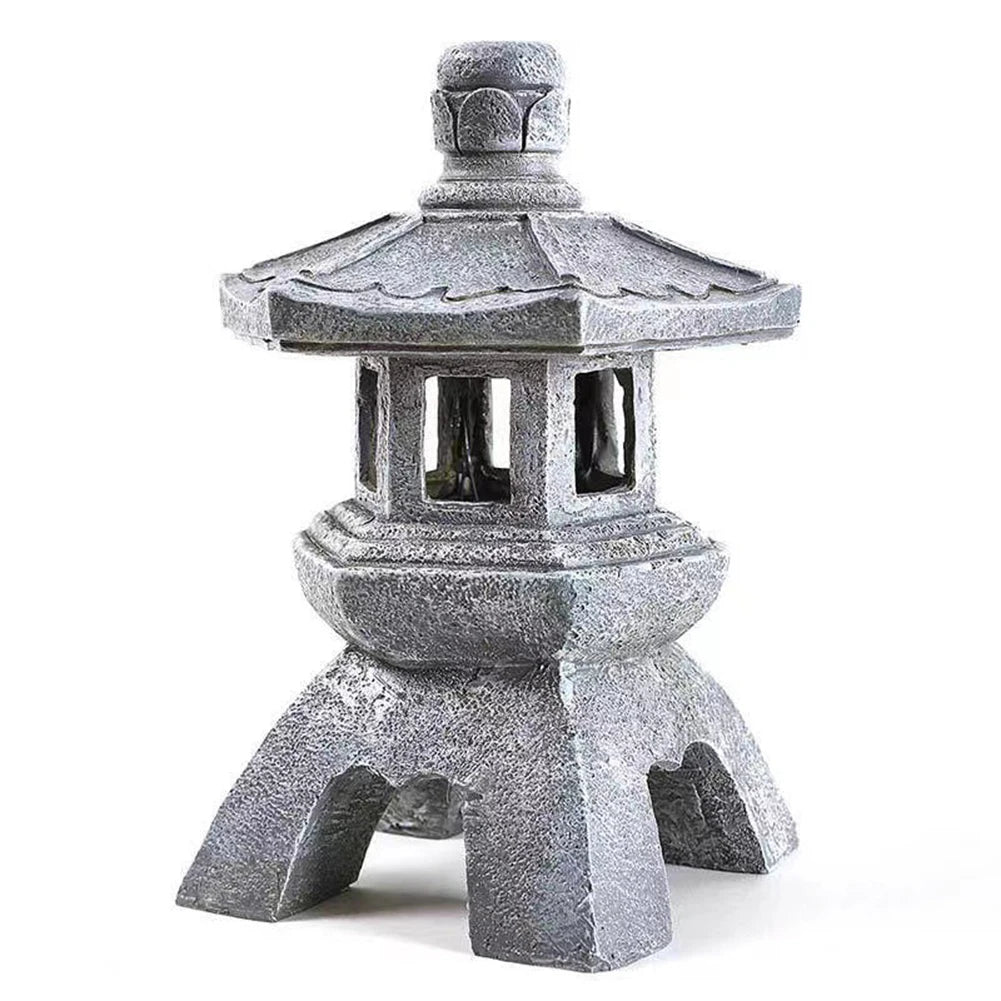 Solar LED Stone Pagoda Lantern Waterproof Resin