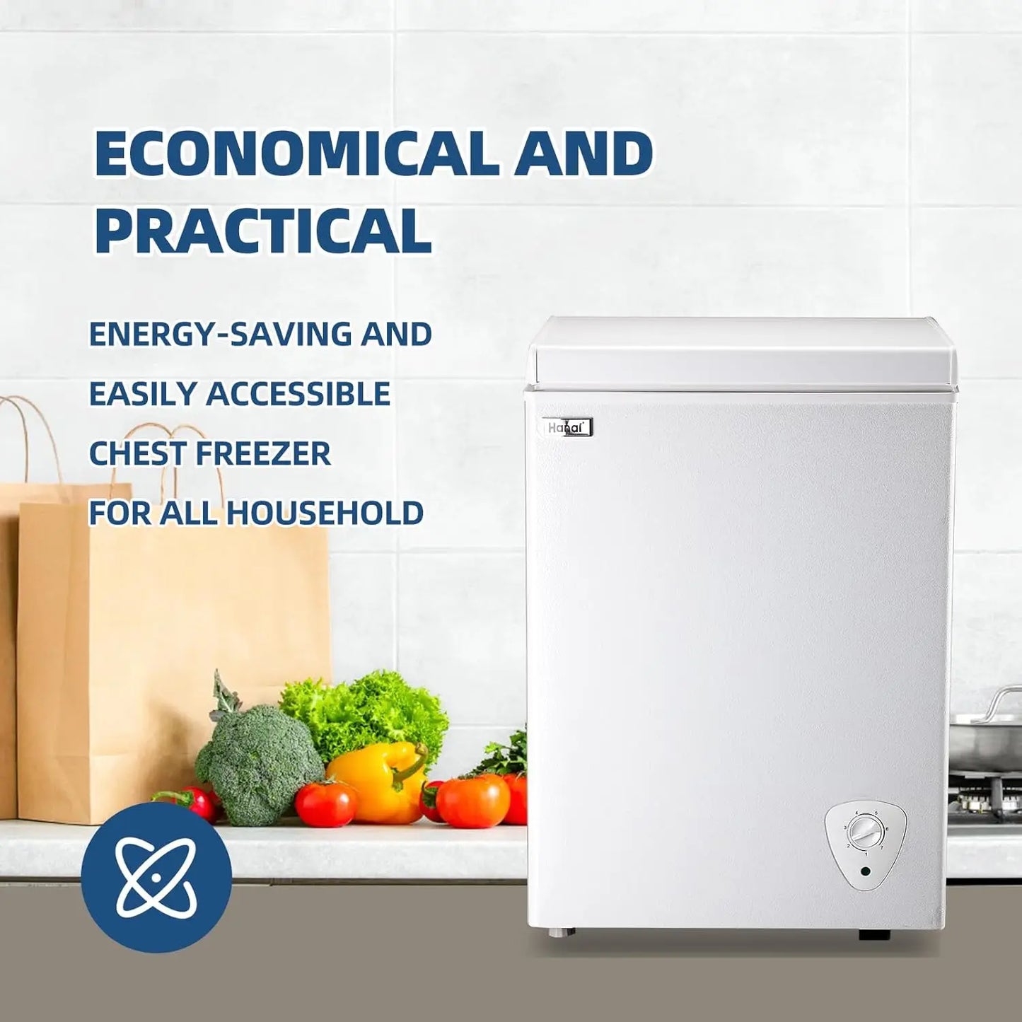 Mini Chest Freezer 3.5 Cu. Ft., Top Door, Removable Basket