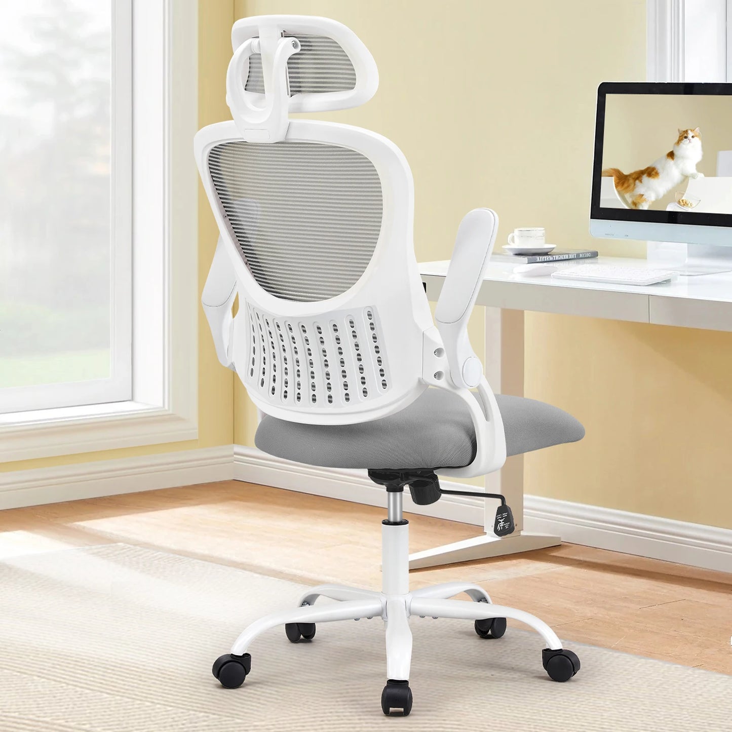 Mesh Ergonomic Office Chair, Flip-up Arms, Lumbar Support