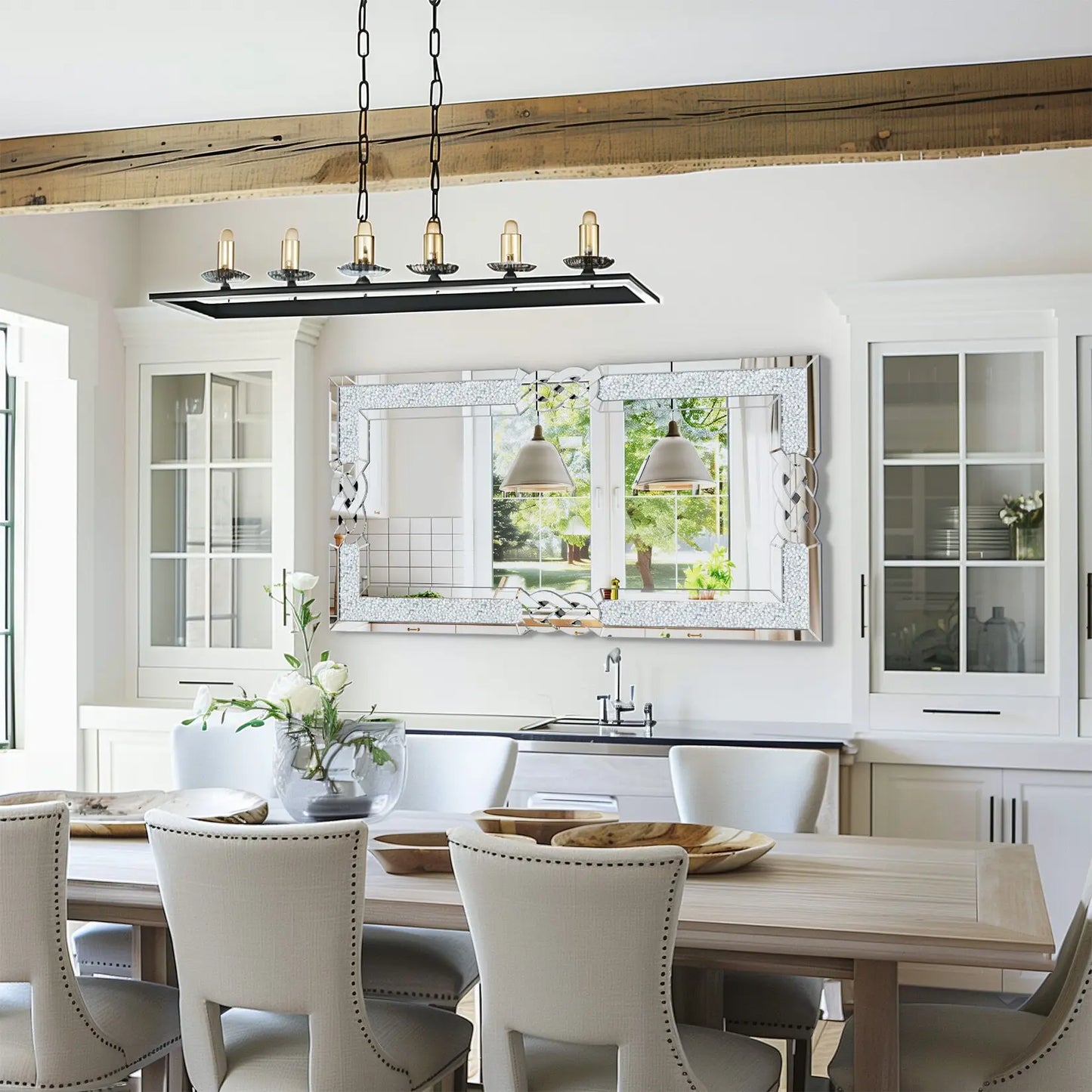 Large Crystal, Crushed Diamond Mirror, Decorative Wall Hang Mirror