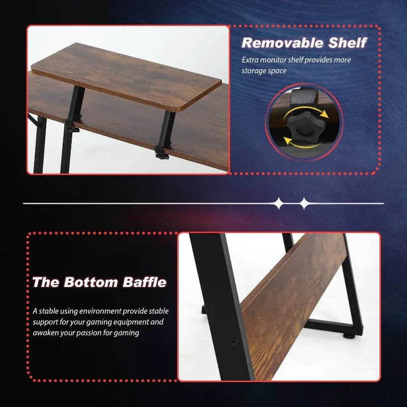 L Shaped Corner Gaming or Computer Desk with Large Desktop