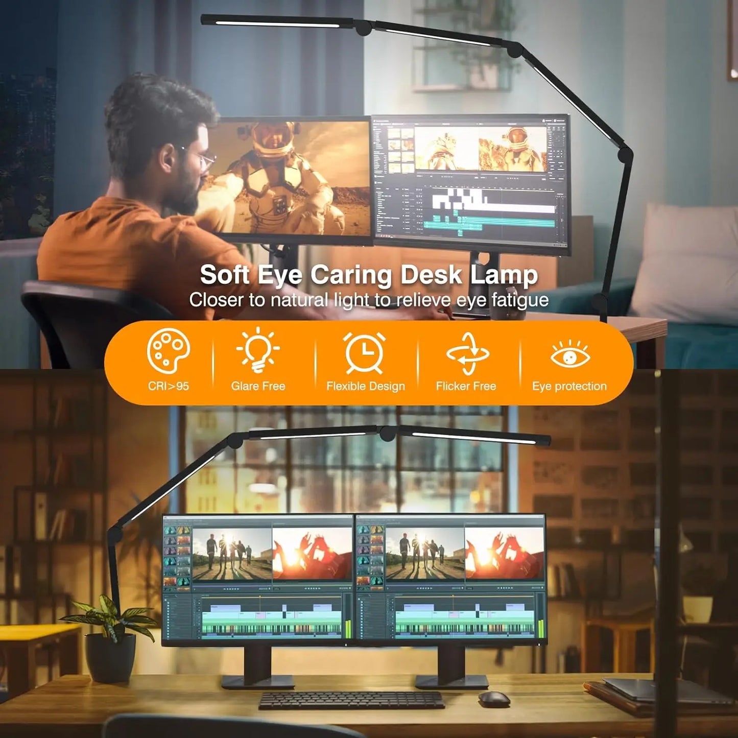 LED Desk Lamp with Clip, Multi-Angle, Flexible