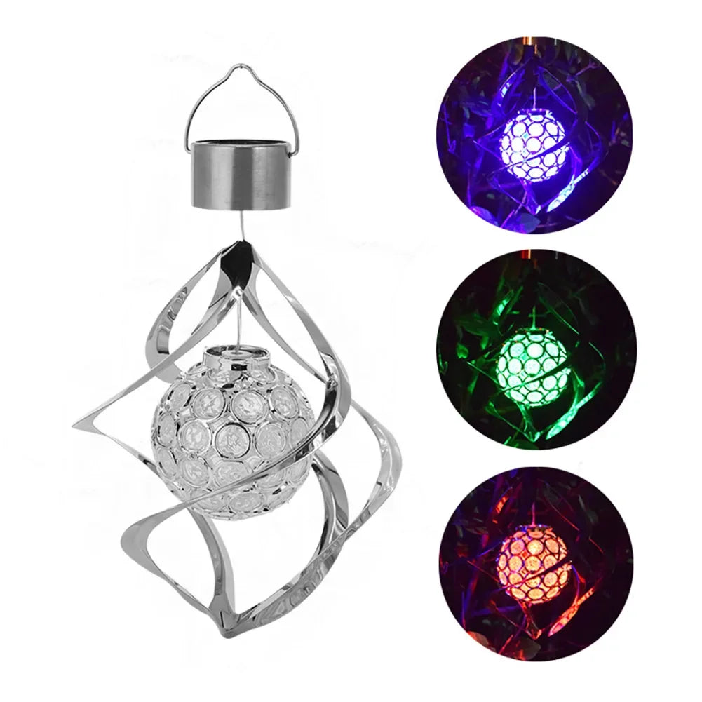 Outdoor Hanging Solar LED Wind Spinner Lamp Color Changing