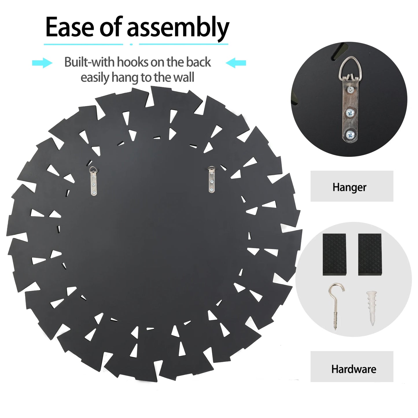Unique Sunburst Decorative Wall Mirror, Round, Silver Beveled Glass