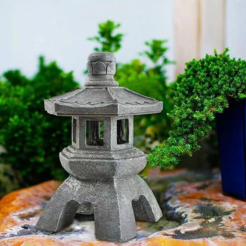 Solar LED Stone Pagoda Lantern Waterproof Resin