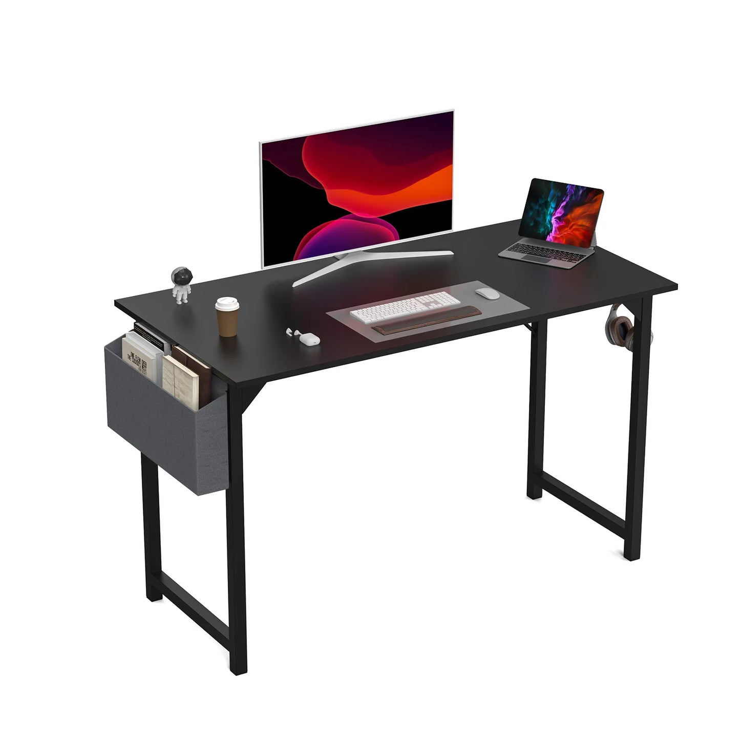 Computer Desk, Compact with Side Hook, Easy Assembly