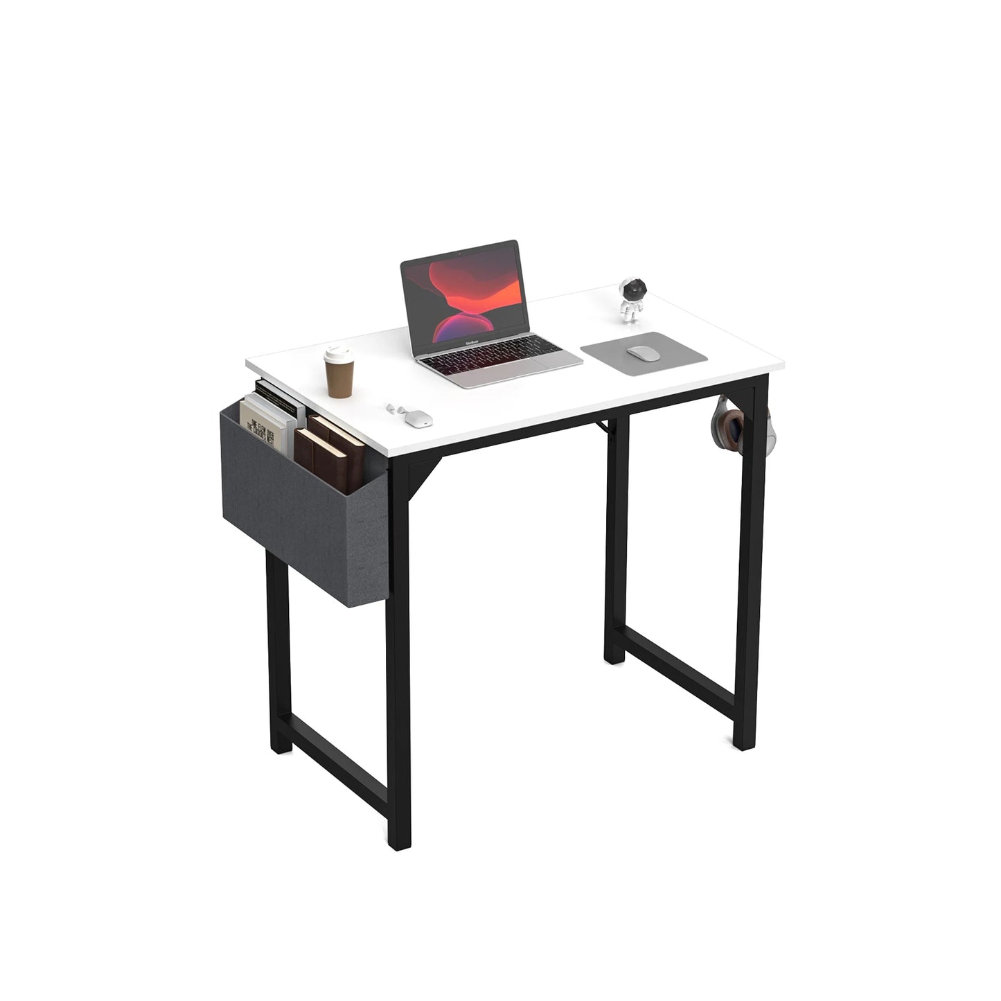 Computer Desk, Compact with Side Hook, Easy Assembly