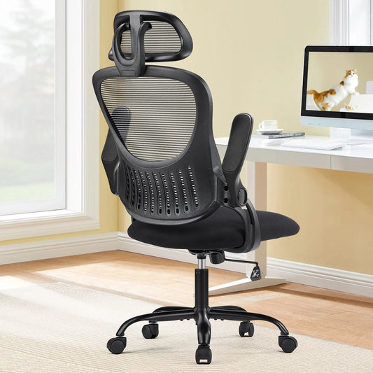Mesh Ergonomic Office Chair, Flip-up Arms, Lumbar Support