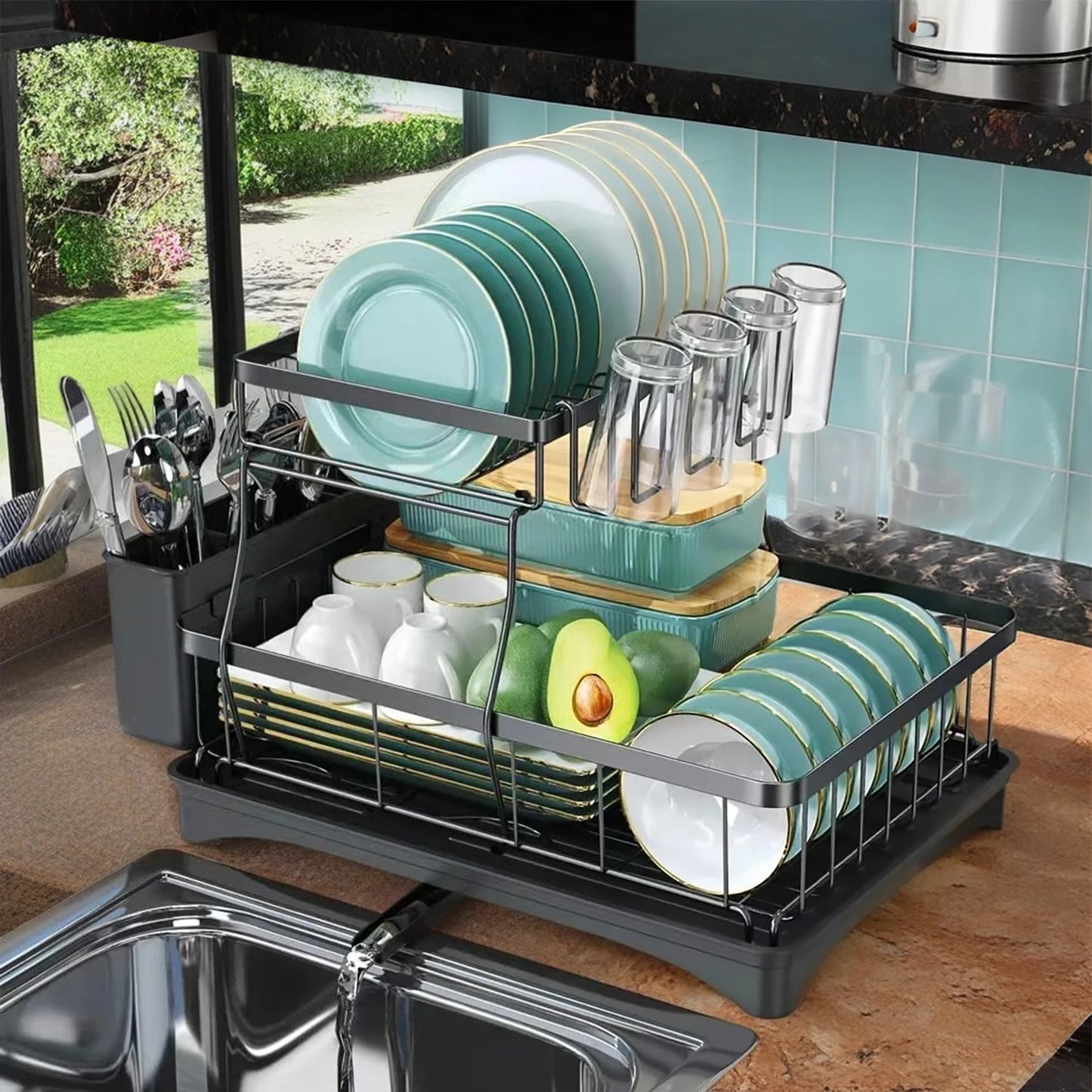 Large 2-Tier Dish Drying Rack For Countertop