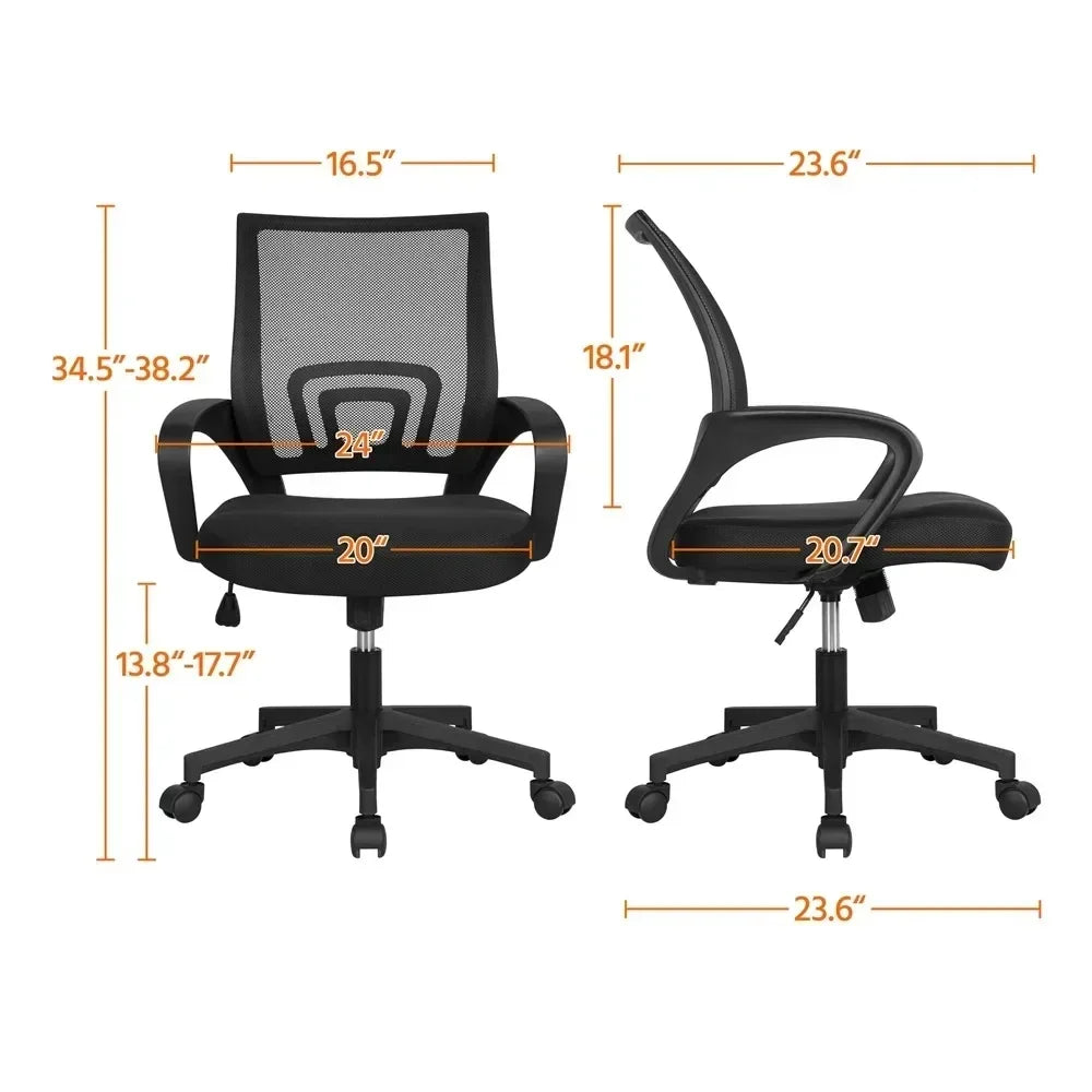 Adjustable Mid Back Office Chair With Armrests