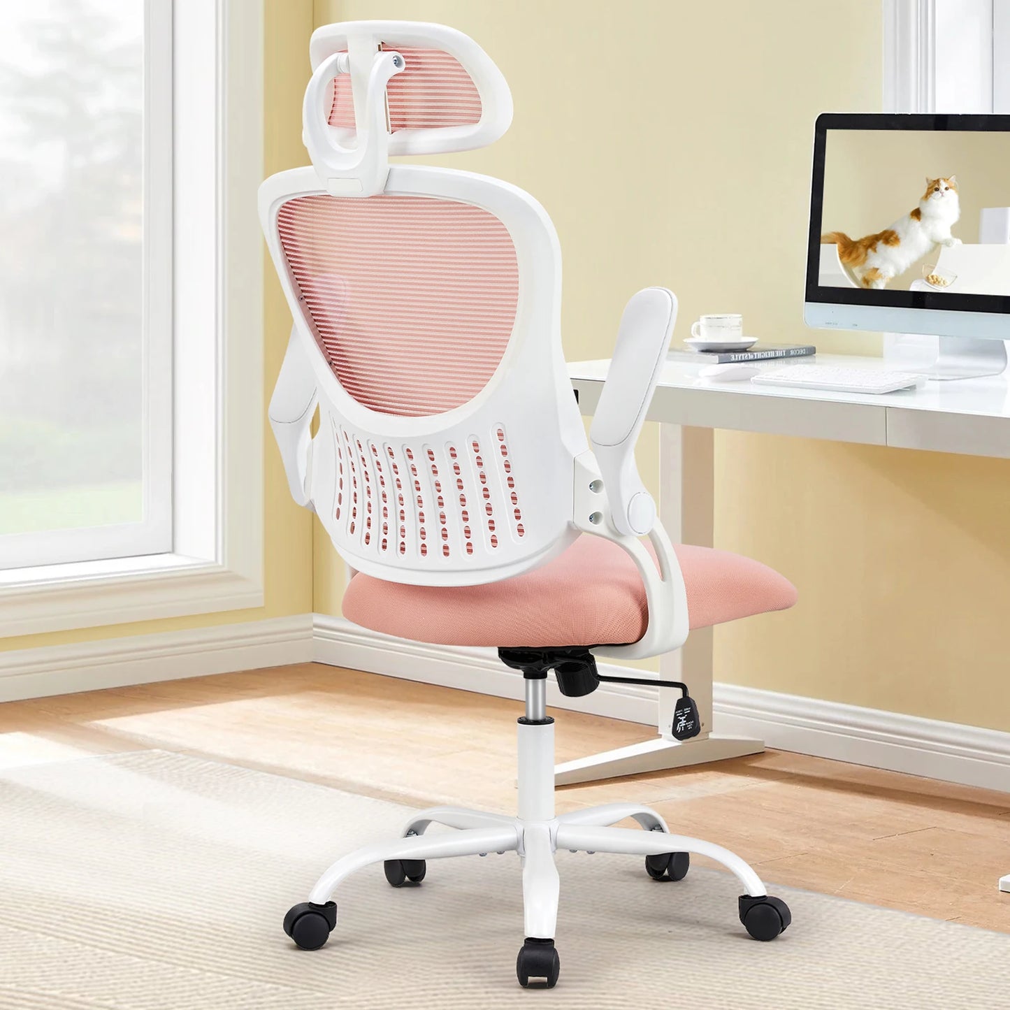 Mesh Ergonomic Office Chair, Flip-up Arms, Lumbar Support