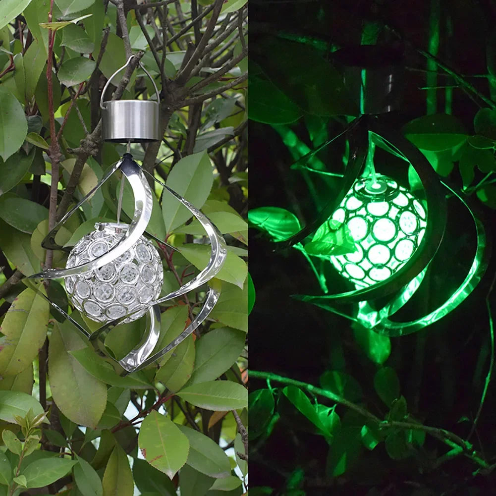 Outdoor Hanging Solar LED Wind Spinner Lamp Color Changing