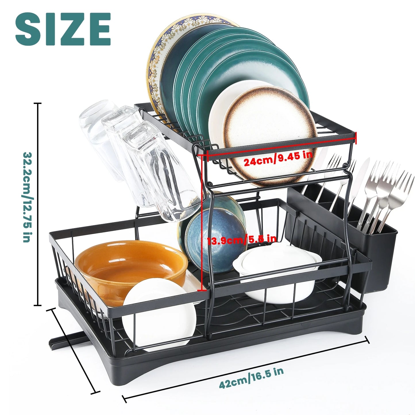 Large 2-Tier Dish Drying Rack For Countertop