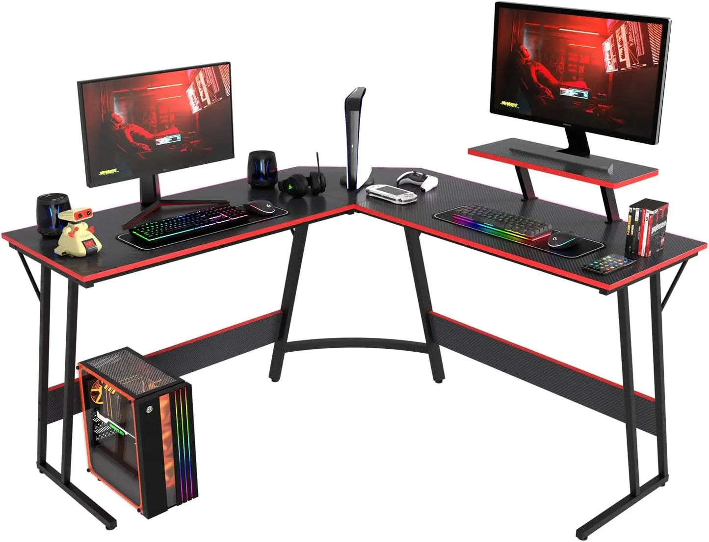 L Shaped Corner Gaming or Computer Desk with Large Desktop