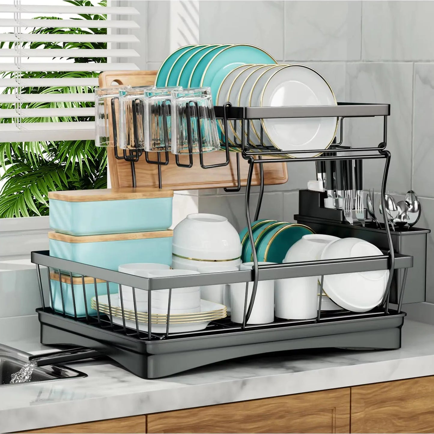 Large 2-Tier Dish Drying Rack For Countertop